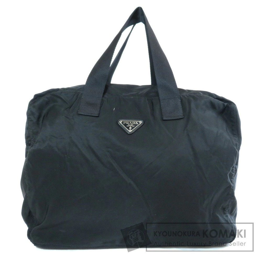 Prada Black Tessuto Travel Boston Duffle Bag Saffiano leather
